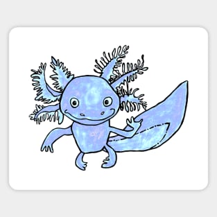 Axolotl Art, Blue Axolotl, Mexican Walking Fish Magnet